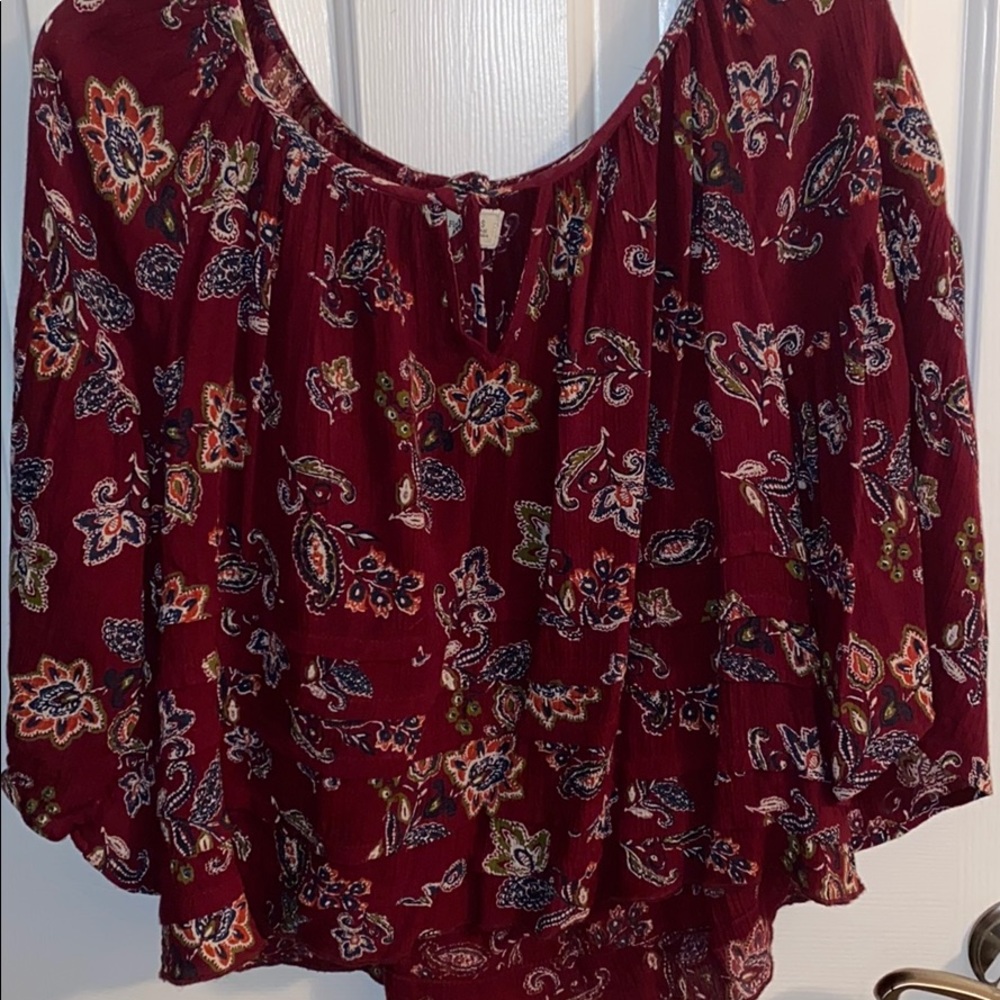 Maroon w/ designs blouse